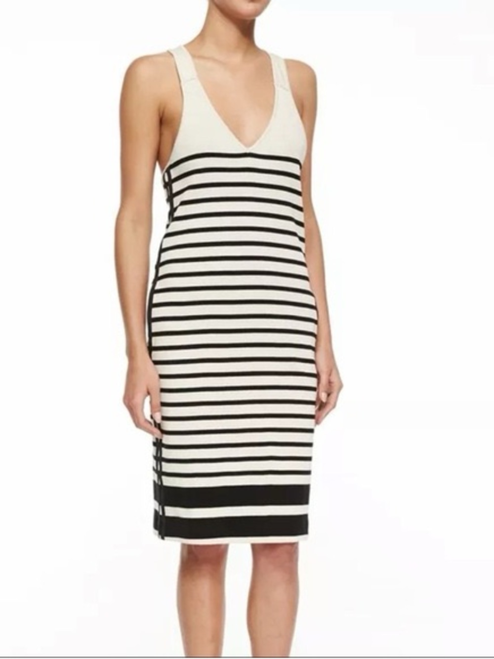 Rag & Bone Cream & Blue Avila Knit Striped Racerback Dress
